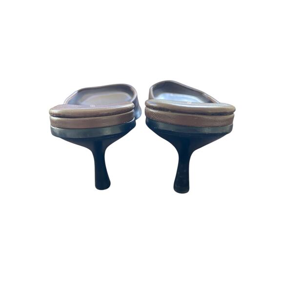 The Row Lauren Mule Sandals Leather Heeled Square Toe MISMATCHED Sizing 8 / 7.5 - Picture 9 of 11